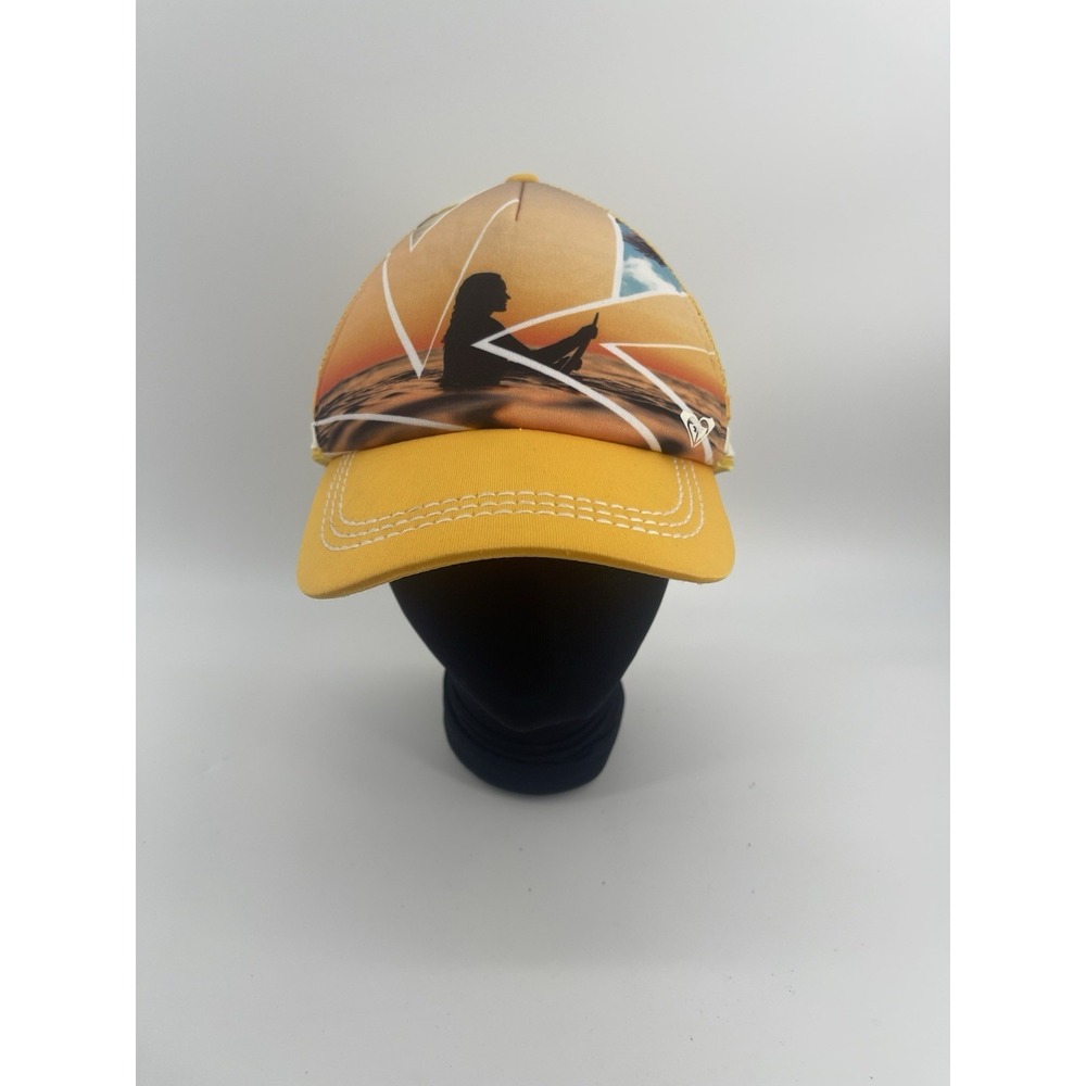 Roxy Trucker‎ Hat Yellow Sunset Surf Snapback Cap Women One Size Y2K